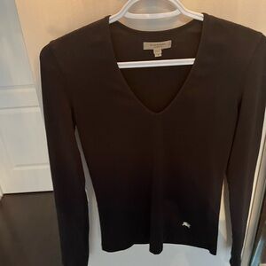 Burberry Black Long Sleeve V-Neck Top